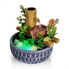 Fonte Agua Cromoterapia Decorativa Mesa Cascata Bambu Resina