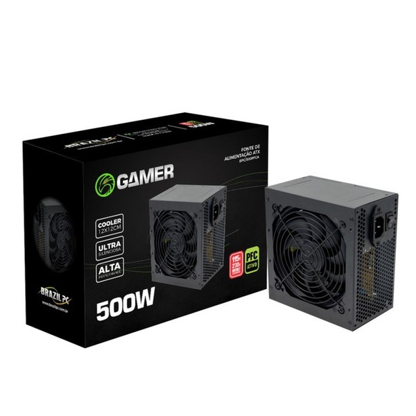 Fonte Atx 500w Real Apfc Brazilpc Bpc/500pfca 24 Pinos Box
