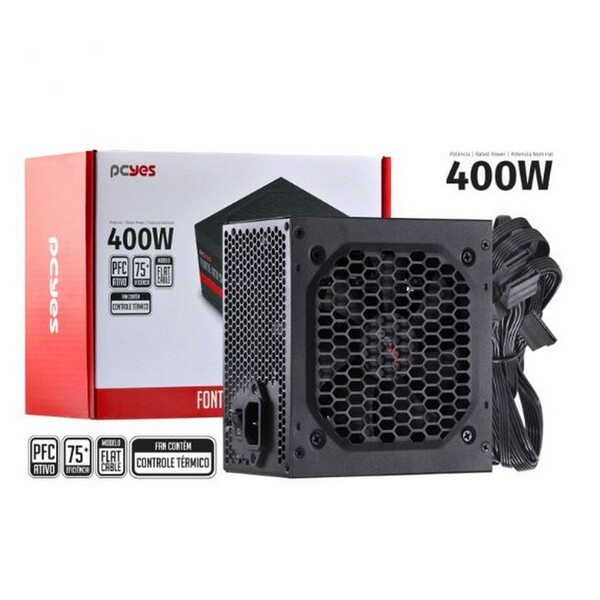 Fonte Atx Pcyes 400w Spark 75+ Pfc Ativo Cabos Flat Pcyes