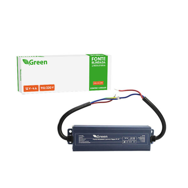 Fonte Blindada Prova D'água Ip67 12v 4a P/ Leds Cftv Bivolt