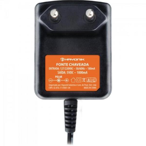 Fonte Chaveada 5vdc 1a P4 2,1mm Fctp5001 Hayonik