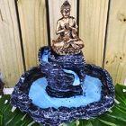 Fonte De Água Buda Ouro Cascata De Pedra 01090