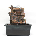 Fonte De Água Decorativa Resina Cascata Iluminação De Led