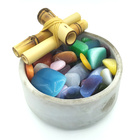 Fonte De Água Em Cimento Com Pedras Olho De Gato (13cm)