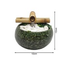 Fonte De Água Feng Shui Redonda Cascata Biqueira Verde Mármore