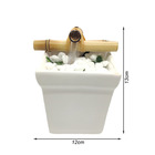 Fonte De Água Feng Shui Vaso Quadrado Biqueira Bambu Branco
