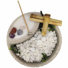 Fonte De Água Redonda Em Concreto Celular Com Jardim Zen (19c