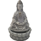 Fonte De Águar Kuan Yin Com Flor De Lótus Led 01039
