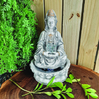 Fonte De Águar Kuan Yin Com Flor De Lótus Led 01039