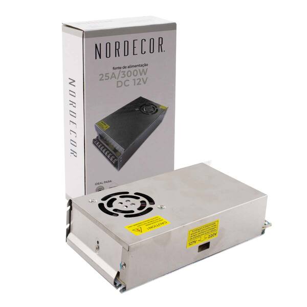 Fonte De Alimentação Chaveada 12v 300w 25a Bivolt 7027 Nordec