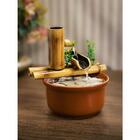Fonte De Mesa Agua Cascata Ceramica E Bambu Decorativa 19cm