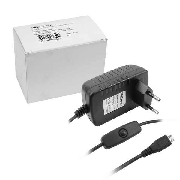 Fonte Micro Usb 5v 3a Botão On/off Ard. Rasp. Robótica