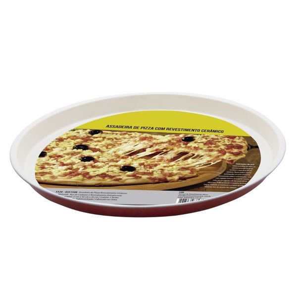 Forma Assadeira Para Pizza Com Revestimento Ceramica 37cm - R
