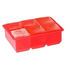 Forma De Gelo 6 Cubos Quadrada Grande 4 8cm Silicone Vermelha