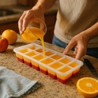 Forma De Gelo Plástica Com Fundo Silicone Flexível 16 Cubos S