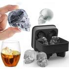 Forma De Gelo Silicone 3 D Molde Caveira Preta