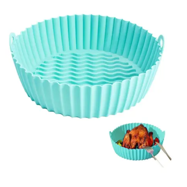 Forma De Silicone Redonda P/ Air Fryer Praticidade Na Cozinha
