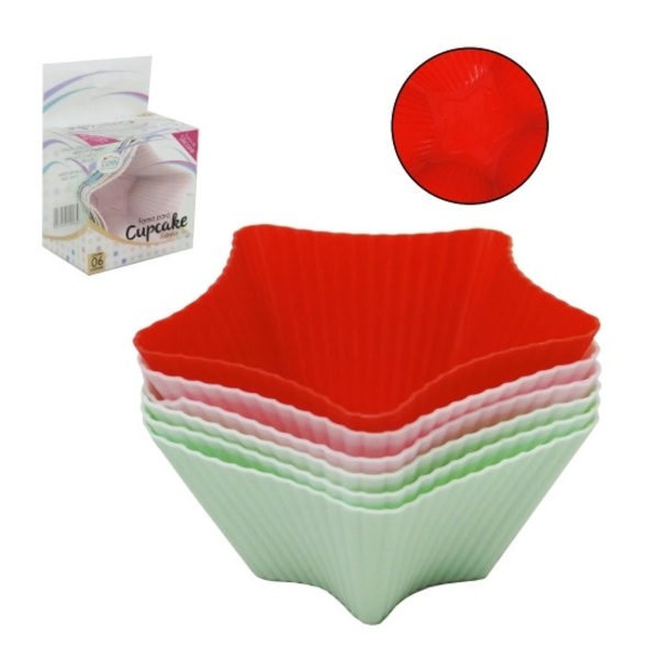 Forma Estrela P/cupcake Silicone Sortida Cosy C/6 Pcs