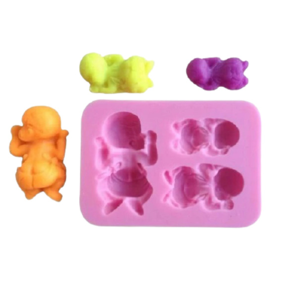 Forma Molde De Silicone Bebezinhos Bebe / Molde De 3 Bebes Pa