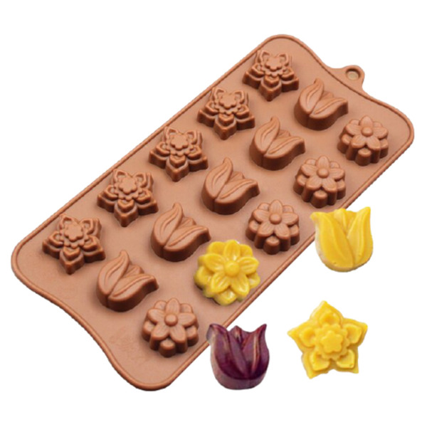 Forma Molde De Silicone Para Chocolate Doces Gelo Etc Tulipa,