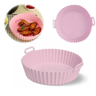 Forma Reutilizável De Silicone Rosa Para Airfryer 16cm