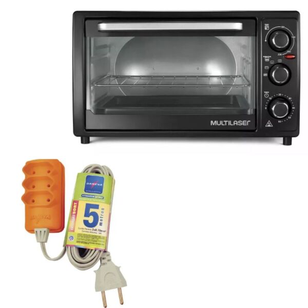 Forno Elétrico 36l Multilaser 220v E Extensão 5m 3 Tomadas