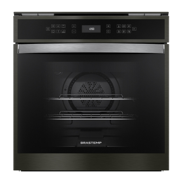Forno Elétrico de Embutir 84L Brastemp com Grill Timer Convecção e Termômetro Meat Control BOT84AP Black Inox 220V