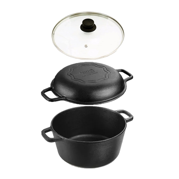 Forno Holandês Multiuso Ferro Fundido Tampa Vidro Fumil 5l