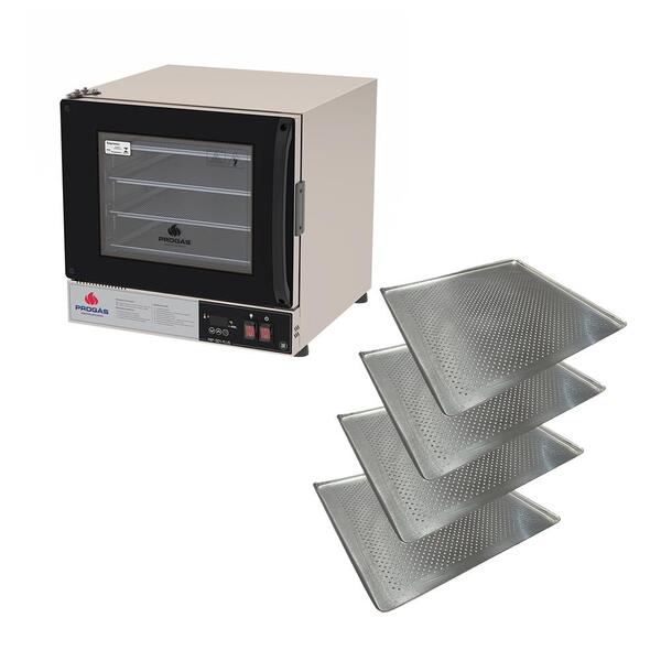 Forno Turbo Prp-004 Plus 220v Preto Progás + 4 Assadeiras Cim