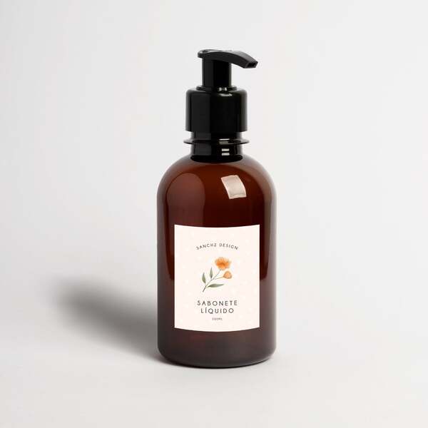 Frascos Âmbar Kids Para Banho 200ml - Flowers - Sabonete Líqu