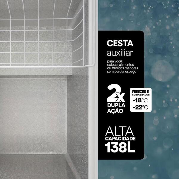 Freezer Conservador Expositor Horizontal Dupla Ação Tampa De Vidro