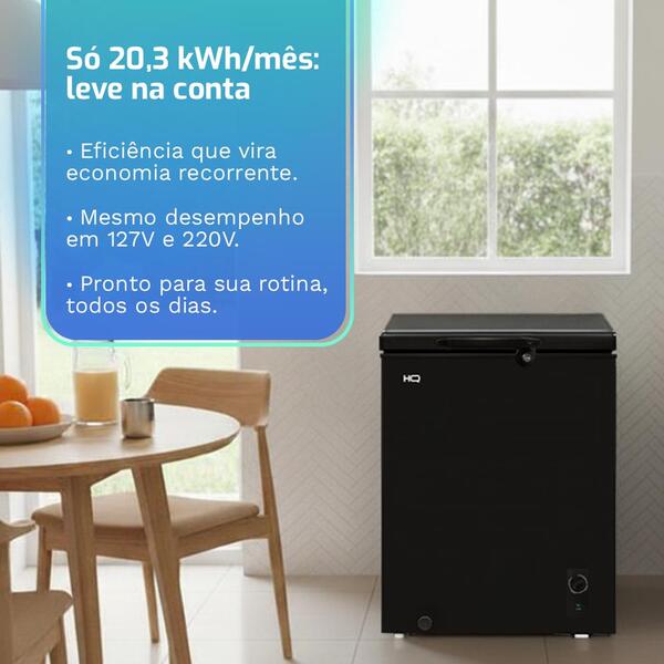 Freezer E Conservador Horizontal Hq 155 Litros Preto Hq-155cfhl