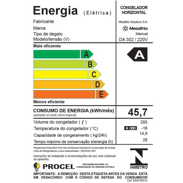 Freezer Horizontal 1 Tampa Metalfrio Dupla Ação 293 Litros