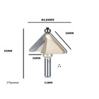Fresa Para Tupia Chanfro De 45 Graus Haste 12mm Corte 50mm