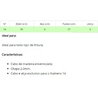 Frigideira Aço Carbono 2mm Cabo Madeira Fritura 3000ml 35cm