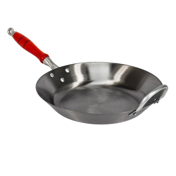 Frigideira Aço Carbono 2mm Cabo Madeira Fritura 3000ml 35cm