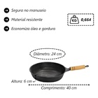 Frigideira Alta Antiaderente Cabo Madeira 24cm E Espátula