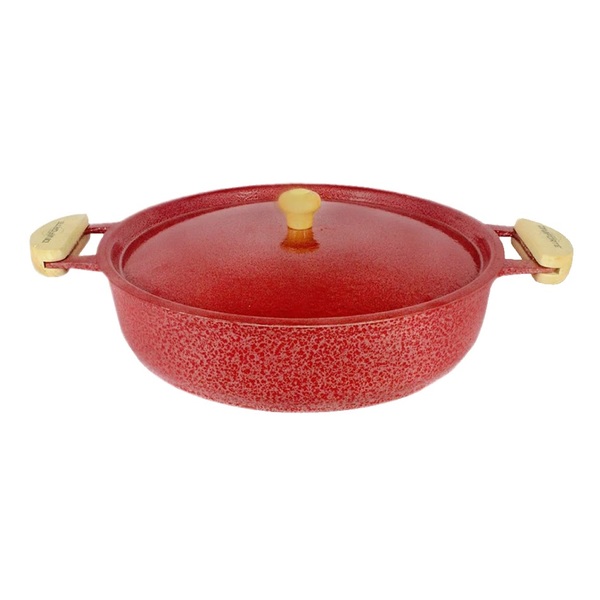 Frigideira Alumínio Fundido Craqueada Alça Meia Lua Vermelha