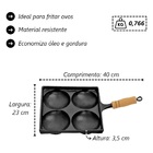Frigideira Antiaderente 04 Ovo Quadrada Cabo Madeira 23x23cm