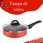 Frigideira Antiaderente 22 Cm 2 Litros Com Tampa Grená E Cinz