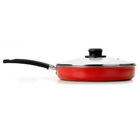 Frigideira Antiaderente Com Tampa 26 Cm 4 Ovos Poché Vermelha