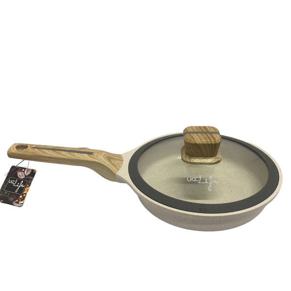 Frigideira Antiaderente Pó De Mármore C/ Tampa Vanilla Cazaro