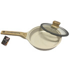 Frigideira Antiaderente Pó De Mármore C/ Tampa Vanilla Cazaro