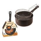 Frigideira Antiaderente Preta Alta Com Tela Fritura