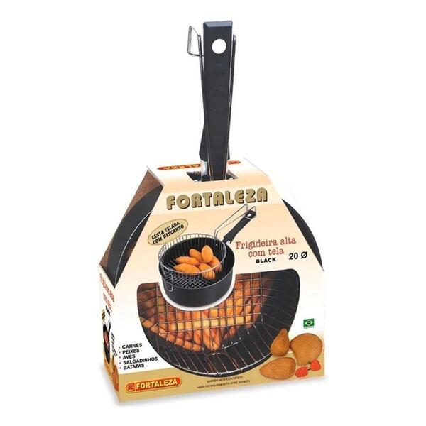 Frigideira Antiaderente Preta Alta Com Tela Fritura