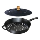 Frigideira Assadeira Grill Furada De Ferro Fundido 30cm