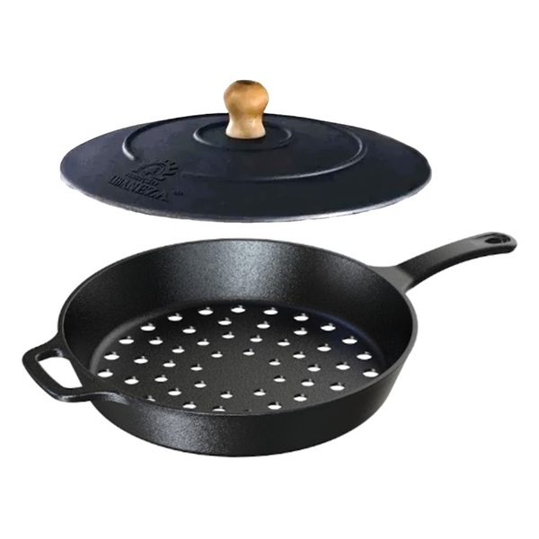 Frigideira Assadeira Grill Furada De Ferro Fundido 30cm