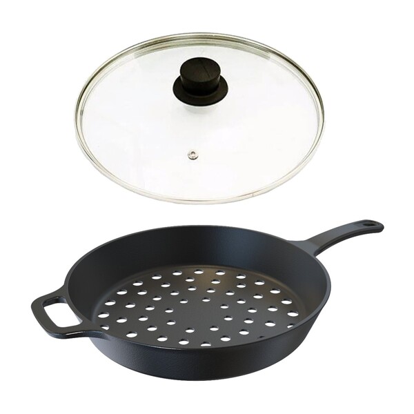 Frigideira Assadeira Grill Furada De Ferro Fundido T/v 30cm