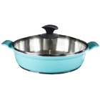 Frigideira Azul Turquesa Alumínio Usinado Talher Luva01 30cm