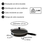 Frigideira Com Cabo De Silicone Preto E Tampa Vidro 22cm